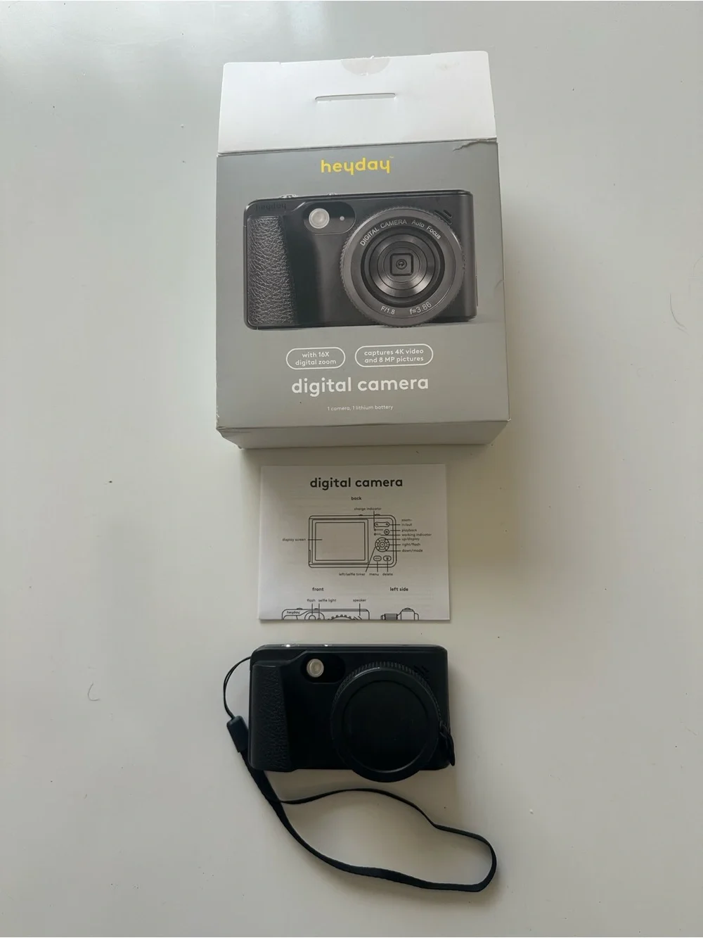 heyday Black Compact Digital Point-and-Shoot Camera with Wrist Strap